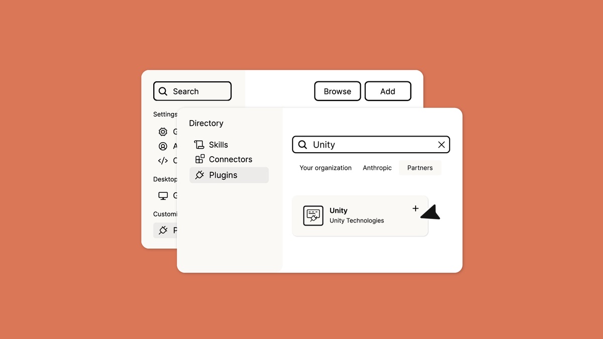 Unity's plugin displayed in its official Claude plugin directory illustration